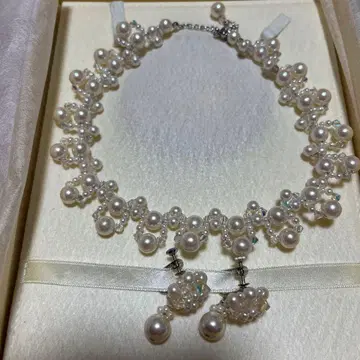 파티 결혼식 데이트 화이트 펄 플라워 모티브 목걸이