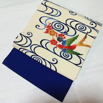 순수 실크 와센빙가타 오비 [ 꽃 먹는 새 ]