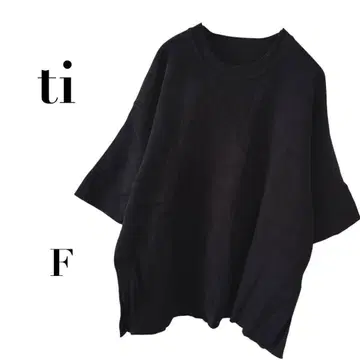 Ti 5부 소매 니트 티셔츠 블랙 프리 루즈핏 캐주얼 무지