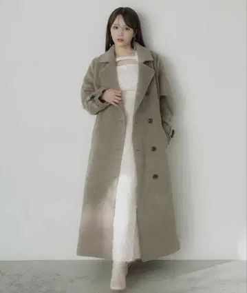 Elishe 2WAY 샤기 스탠드 카라 코트 브라운