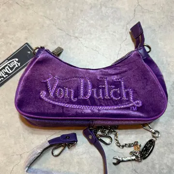 [택 포함 미사용 새상품] Von Dutch 벨로아 로고 숄더백 보라색