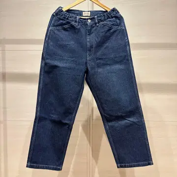 다크 블루 스트레이트 데님 팬츠 허리밴딩