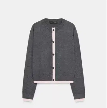 ZARA 자라 콤비 니트 가디건 바이컬러 그레이, 핑크