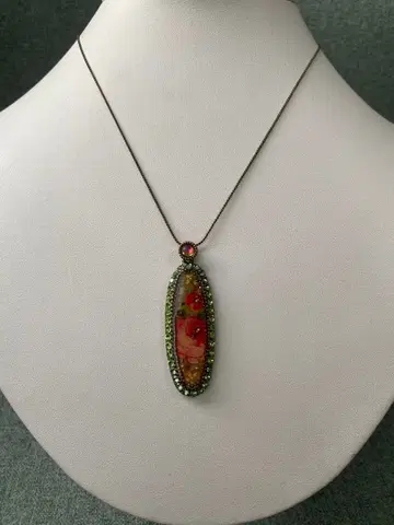 미사용 새상품 미하엘 네그린 장미 픽처 목걸이 스와로브스키