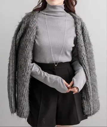 새상품급 mystic 미스틱 울 혼방 샤기 가디건