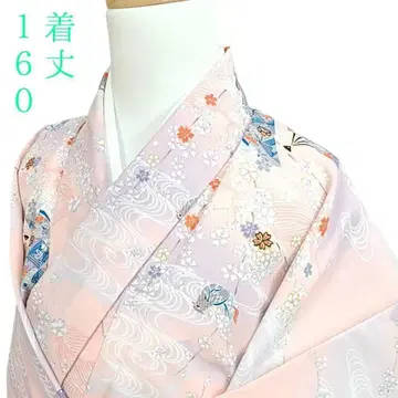 W85 기모노 이중 기모노 기장 160cm 화학 섬유 꽃 핑크