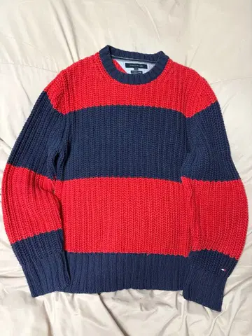 TOMMY HILFIGER 두꺼운 원단 니트 L 보더 프리미엄 코튼