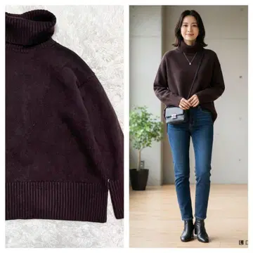 droite lautreamont 터틀 니트 브라운 캐시미어 혼방