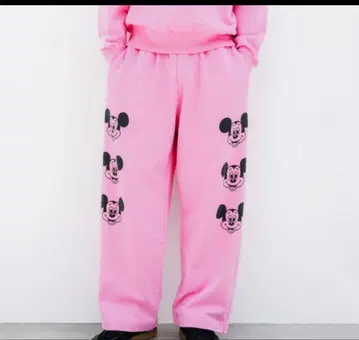 [ 미사용 새상품 ] WCJ 디즈니 미키 스웨트 팬츠 핑크 M 사이즈