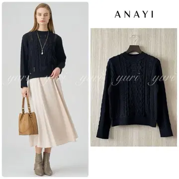 [ 1075 ] 새상품급 아나이 레이스 도킹 케이블 풀오버 블랙 38