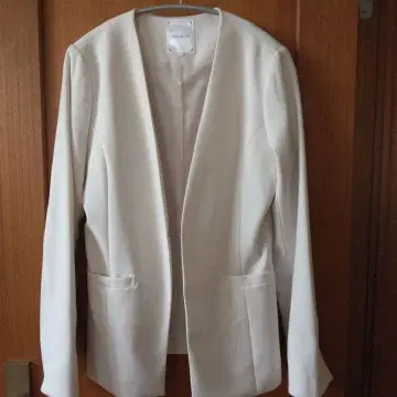 화이트 노카라 자켓 L