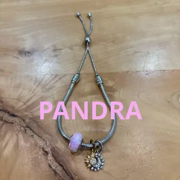 PANDRA 오팔 비즈 포함 태양과 달 슬라이더 팔찌 새상품급
