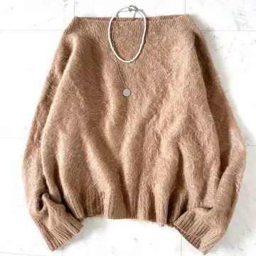 새상품급 드로어 고급 캐시미어 퍼 샤기 니트 고급 캐시미어 100%