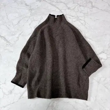 스픽앤스팬 미들 게이지 골지 라인 빅 터틀 니트 일본제 브라운