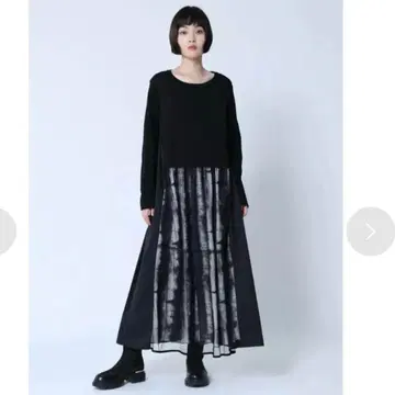 야마다야 라슈드(LASUD) 패턴 레이어드 시어 원피스