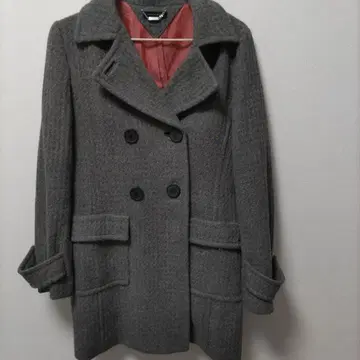 그레이 더블 브레스트 피 코트