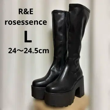 24cm R&E 로즈 에센스 통굽 블랙 롱 부츠 힐