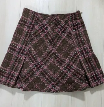 새상품급 SNIDEL 스나이델 로빙 체크 미니 스커트 핑크 브라운