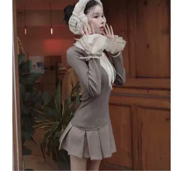 셔츠 도킹 플리츠 미니 원피스 MOC