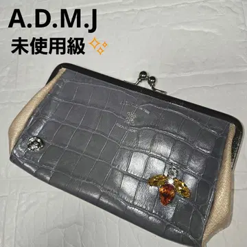 미사용급 A.D.M.J. 가마구치 지갑 스와로브스키 가죽 악어 엠보싱