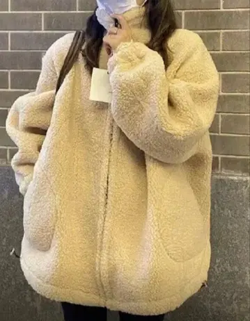 SHEIN 겨울 코트 자켓 레이디스 한국 스타일 애프리콧 XXL