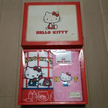 레트로 헬로키티 핸드 타월 2장 2001년 변색 얼룩 있음