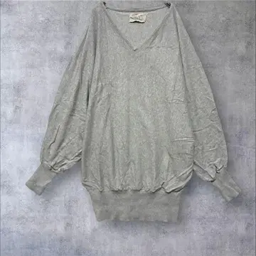 a2518 [N.O.R] 돌먼 슬리브 V넥 니트 코튼 그레이