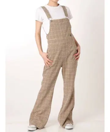 Jouetie 쥬에티 부츠컷 체크 무늬 살로펫 오버롤