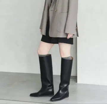 LE TALON 르탈롱 2cm 와이드 샤프트 롱 부츠 블랙 S