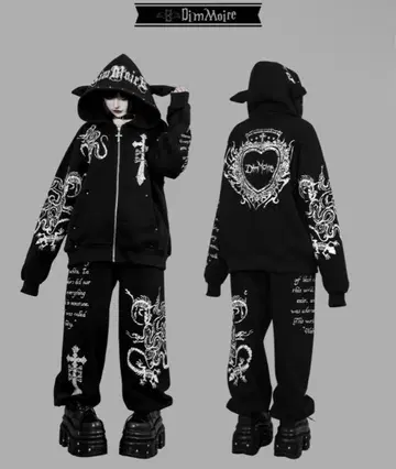 dimmoire CORE SIGIL 후드티와 팬츠(Black)