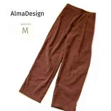 Alma Design 브라운 홍차 코듀로이 투 턱 플리츠 팬츠 M
