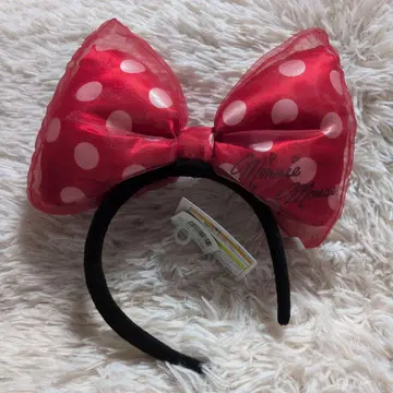 [택 포함 새상품] 미니 마우스 빨간색 x 도트 리본 머리띠 디즈니