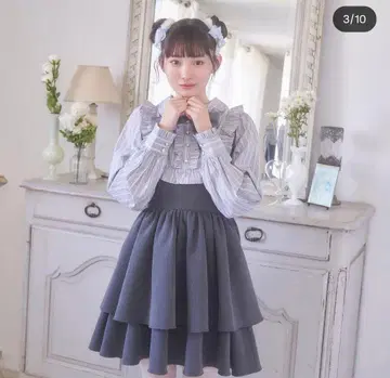 허니 시나몬 스트라이프 원피스 그레이