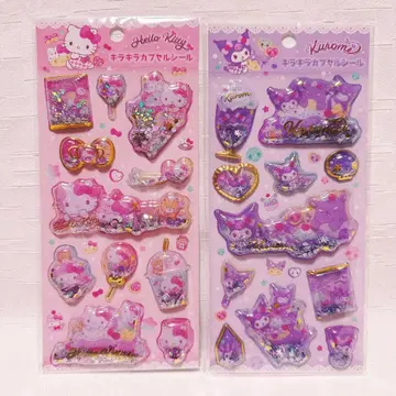 [신상! 레어] 산리오 반짝반짝 캡슐 씰 헬로키티 쿠로미