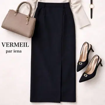 베르메이유 페예나 울 롱 스커트 타이트 스커트 네이비 38