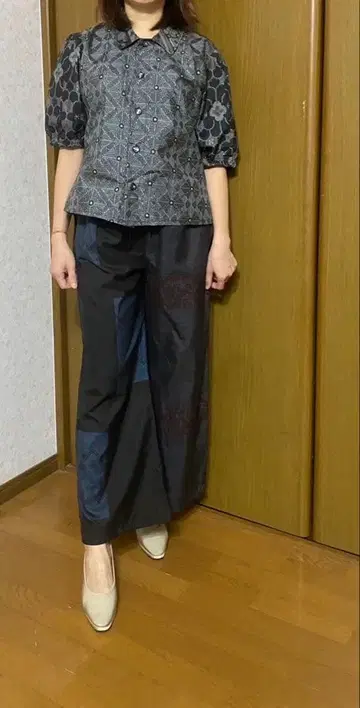 기모노 리메이크 셋업 모델 158cm 45kg M 사이즈 오시마 명주