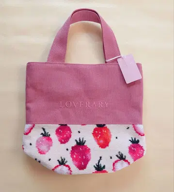 FEILER 러브러리 스트로베리 도트 토트백 아이보리 x 핑크