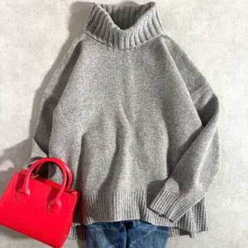 BY 울 캐시미어 아쿠아 루즈 터틀넥 니트 풀오버