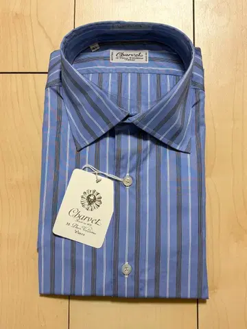 미사용 새상품 CHARVET 블루 스트라이프 41