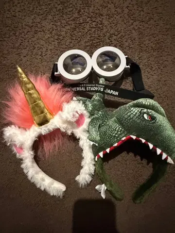 USJ 유니콘 공룡 머리띠 미니언 안경 세트