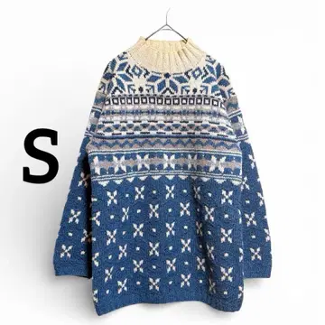 [ L.L.Bean ] 노르딕 무늬 울 혼방 하이넥 스웨터 S 긴팔