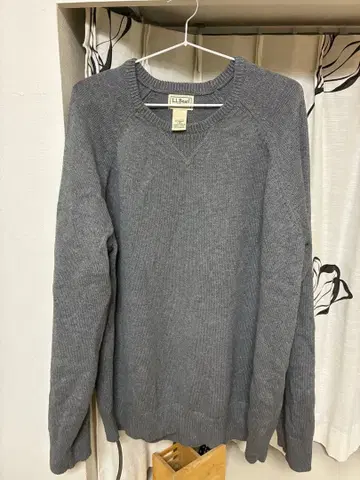 L.L.Bean 그레이 크루넥 스웨터 L 사이즈 코튼 캐시미어