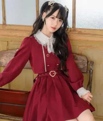 ROJITA 로지타 투피스풍 더블 버튼 원피스 보르도