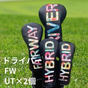 골프 헤드커버 4세트 BLENDED 꽃무늬 블랙 1W FW UT