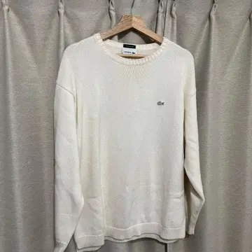 LACOSTE 아이보리 크루넥 코튼 스웨터