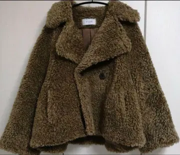 에트레 도쿄 페이크 시프 퍼 자켓 S 사이즈 브라운