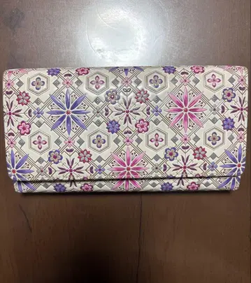 아사쿠사 문고 덮개 꽃무늬 엠보싱 가공 장지갑 (퍼플 계열)