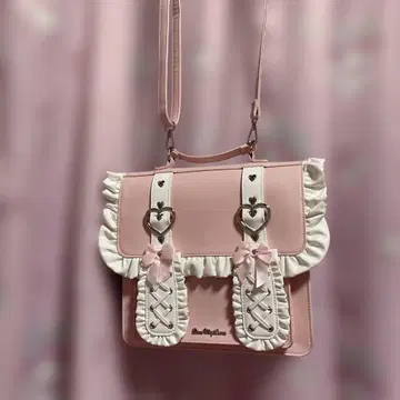 유메텐보 디어마이러브 두근두근 하트 토끼 귀 프릴 숄더 이타백 핑크