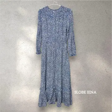 슬로브 이에나 프리뮬러 플라워 프린트 개더 플레어 원피스