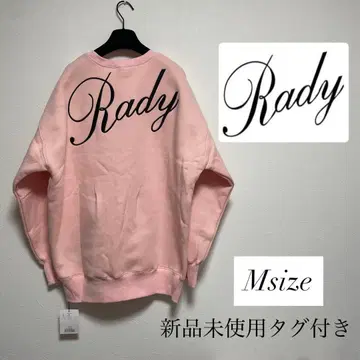 [ 새상품 ] Rady 백 로고 속기모 맨투맨 트레이닝복 핑크 루즈핏